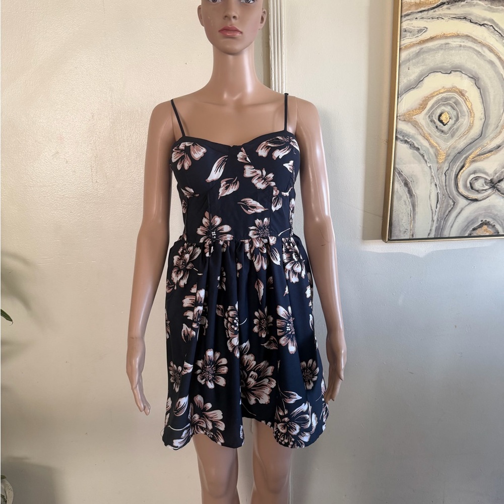 Band of Gypsies Black and Pink Floral Mini Dress
